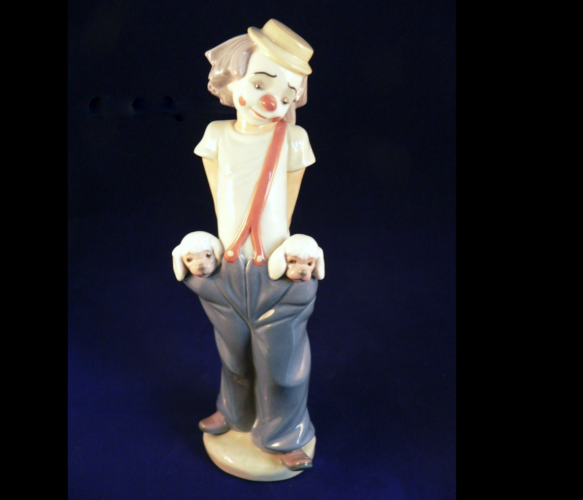 lladro Clown with Poodles in Pocket - Little pals -First Socitey Piece 1985