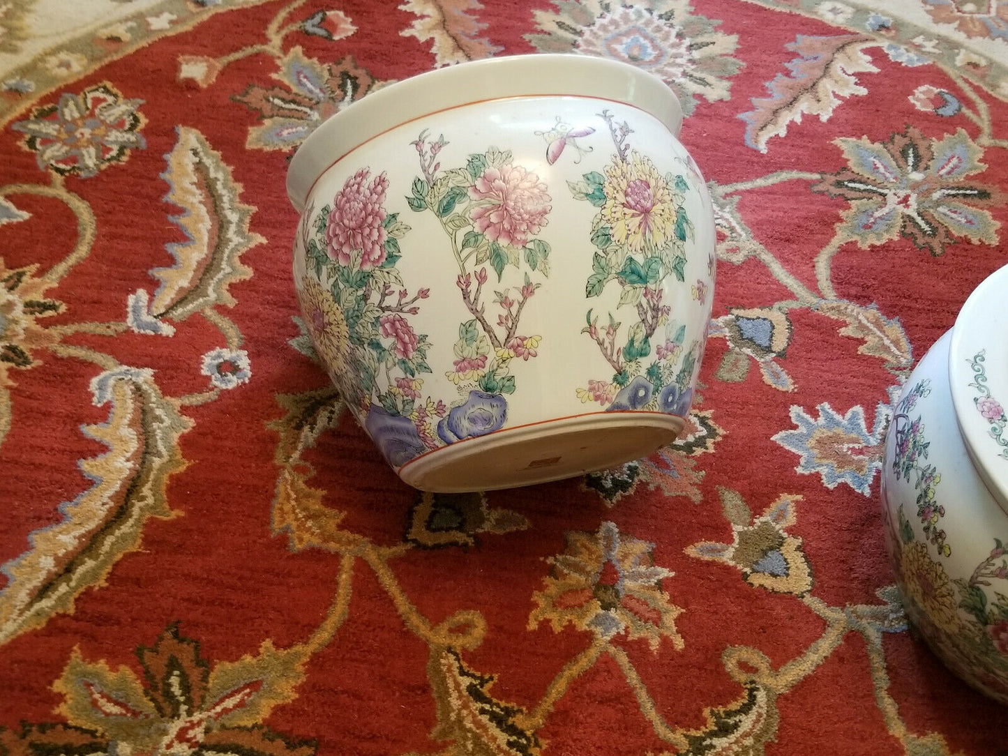 Porcelain Fish Pot Flower/Butterfly Fish Pot Set of 2