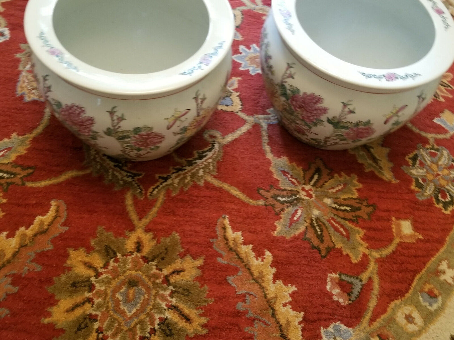 Porcelain Fish Pot Flower/Butterfly Fish Pot Set of 2