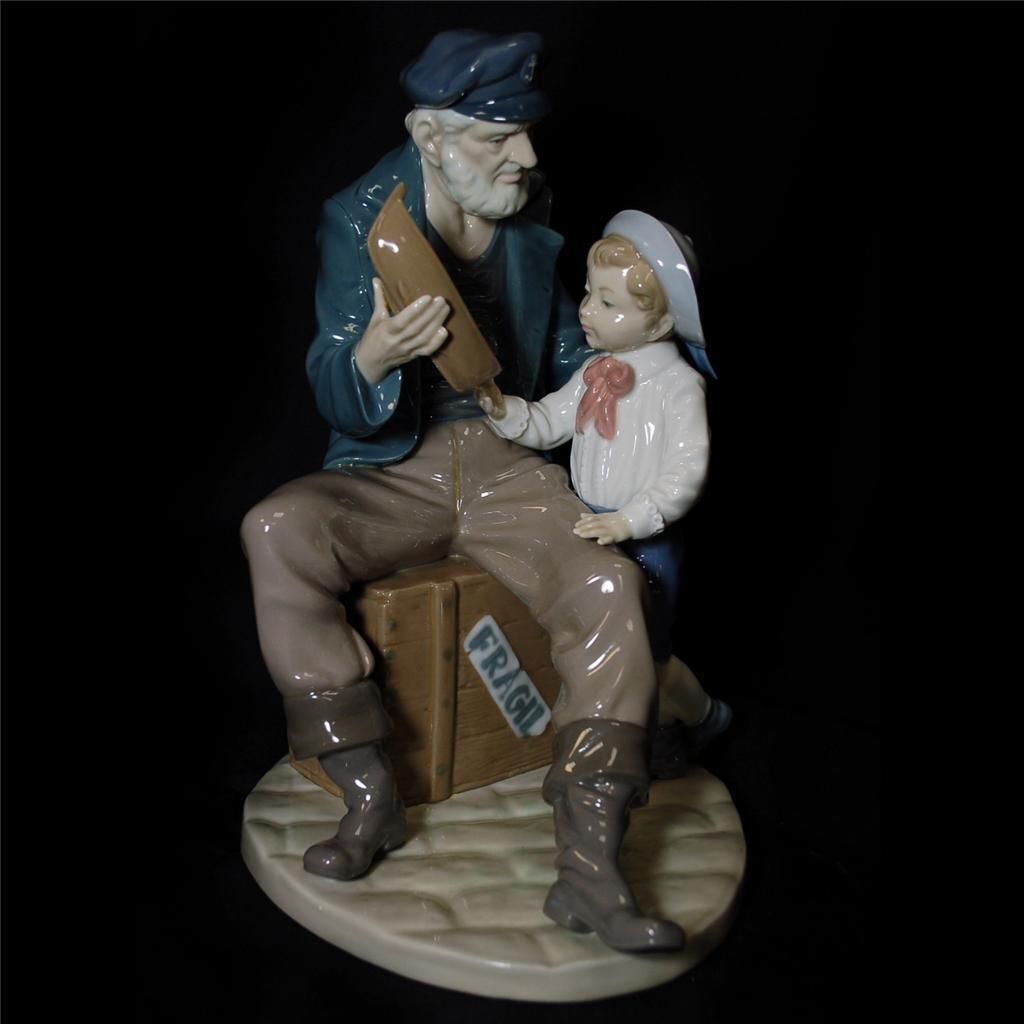 LLADRO #5207 " A TALL YARN " OLD SAILOR & BOY-RETIRED-EXCELLENT/MINT