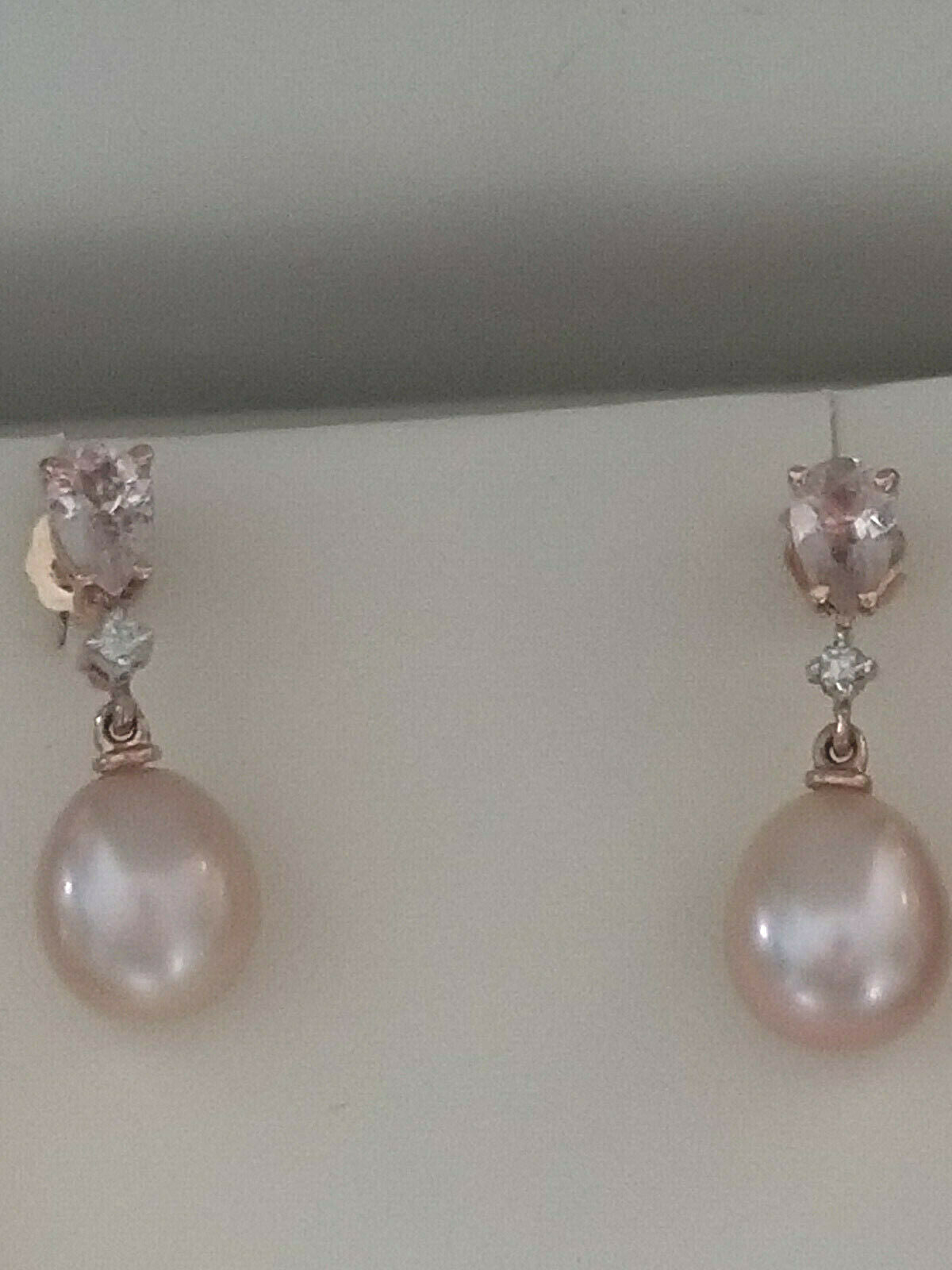 Jewelry -4K Pink Pearls* Morganite* Diamond  Earrings* +++ Bracelet+++Necklace