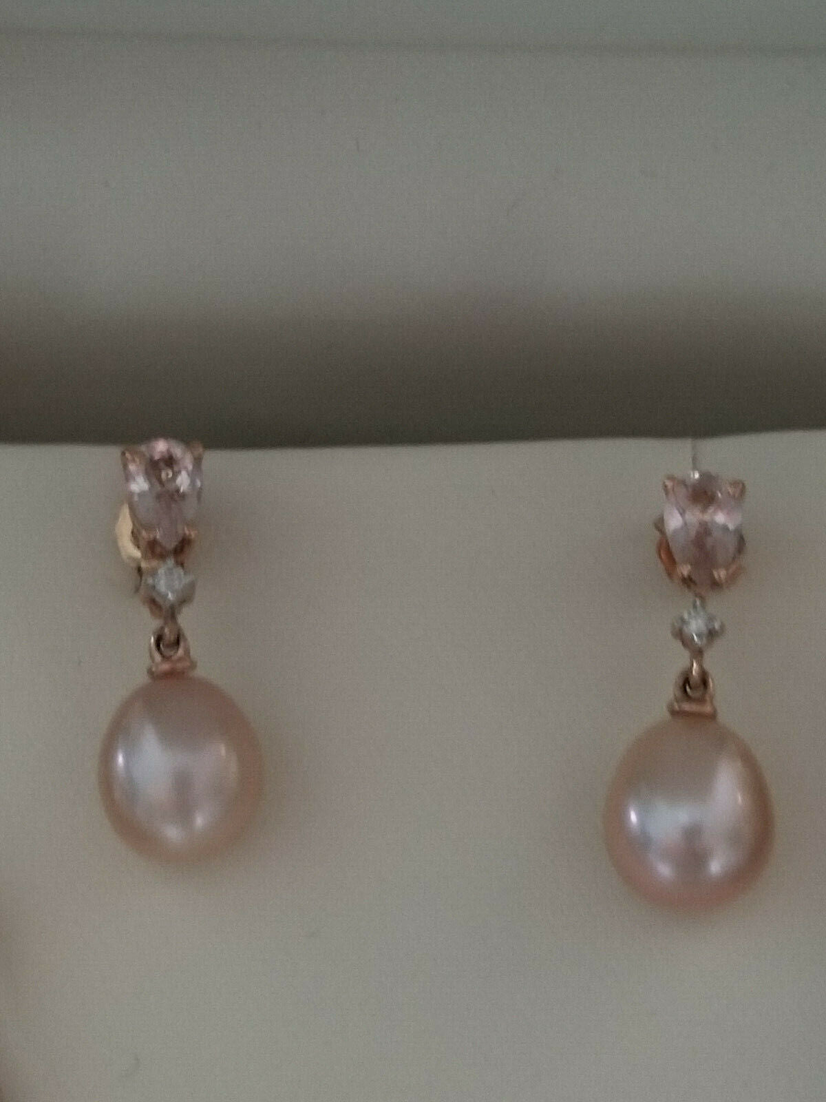 Jewelry -4K Pink Pearls* Morganite* Diamond  Earrings* +++ Bracelet+++Necklace