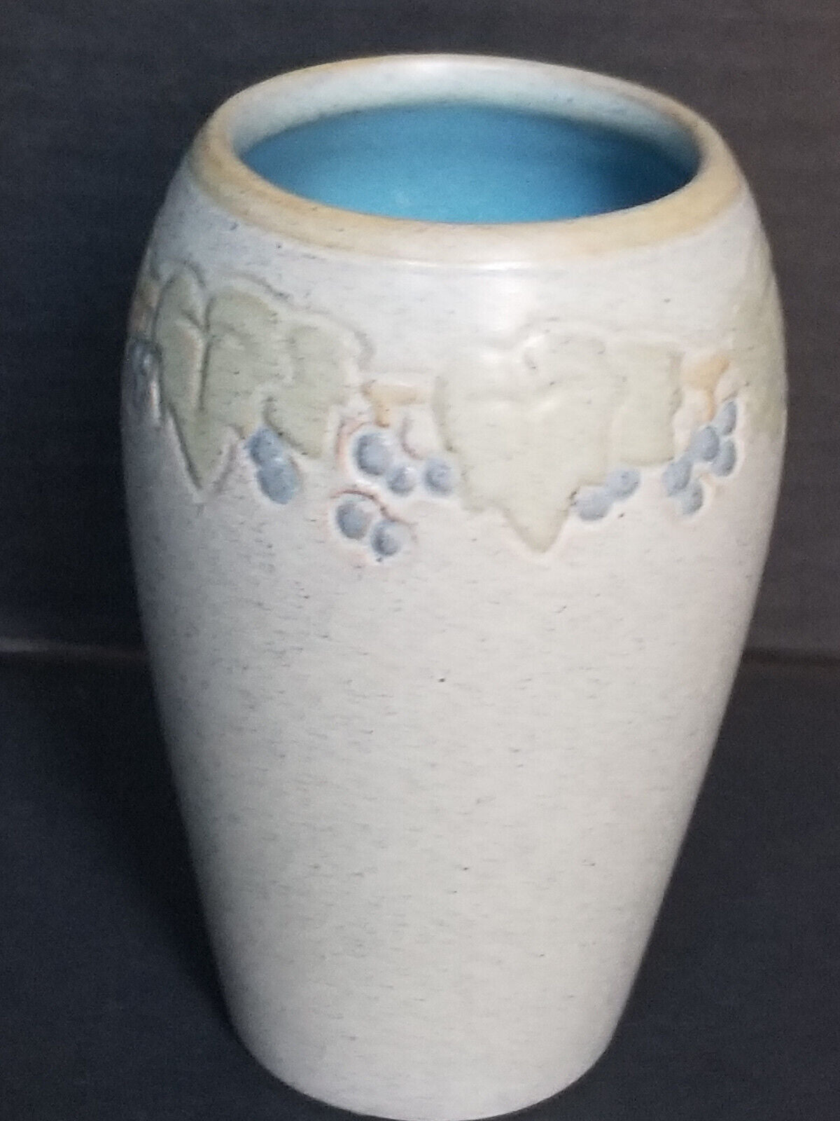 Marblehead Pottery 5.25" ta floral decorated vase Arts & Crafts matte green gray