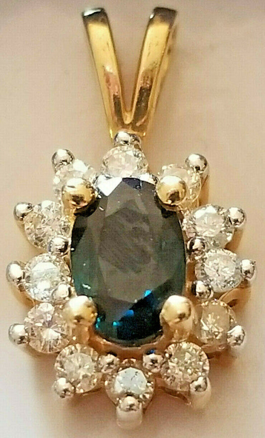 Jewelry *14K SAPPHIRE AND DIAMOND PENDANT